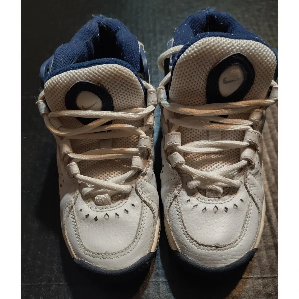 Vtg Nike Air Force High Tops White Navy 146032‎ -141-00 Size 3.5 Child